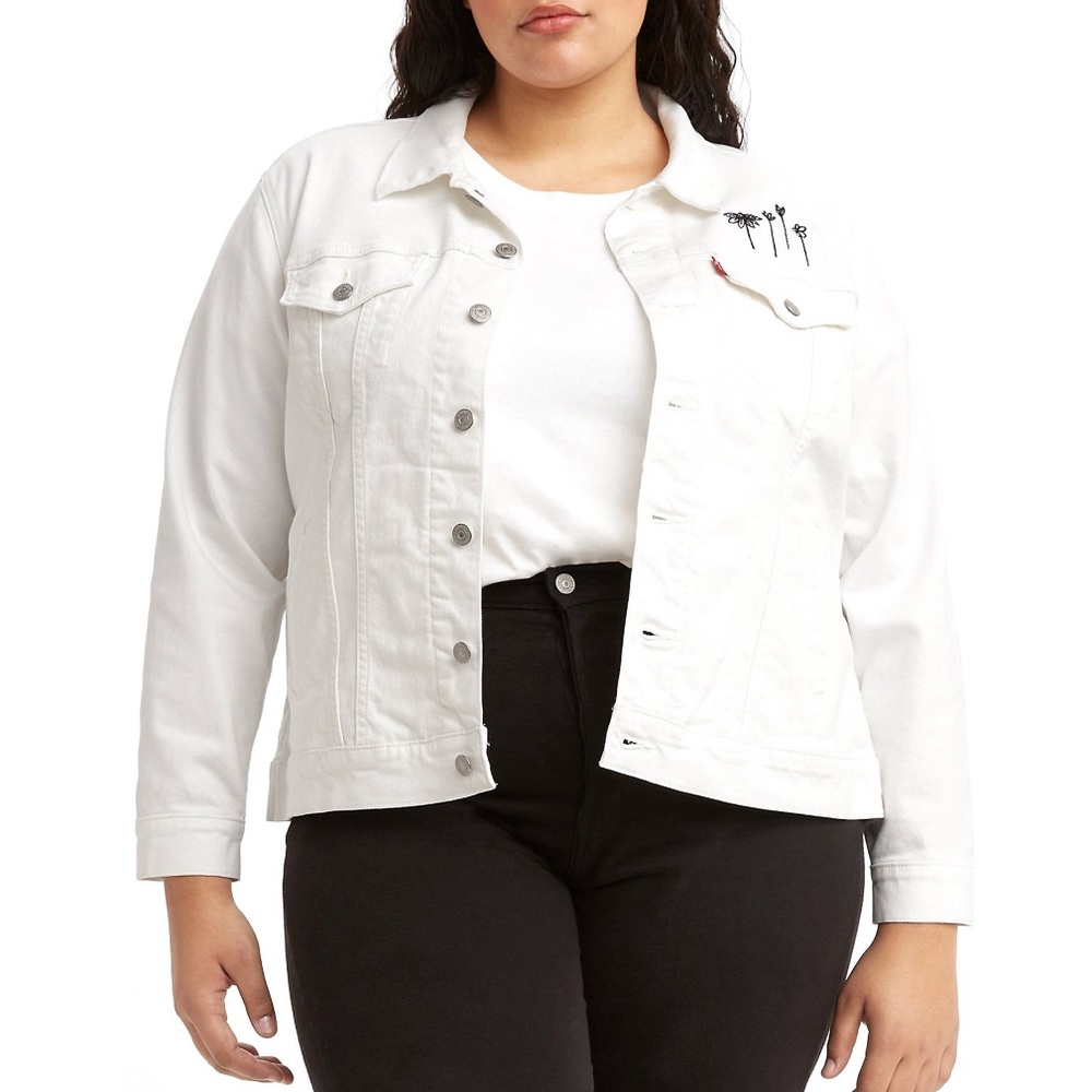 Levi’s - White Flower Ex-Boyfriend Denim Jacket 3X Size (Women)